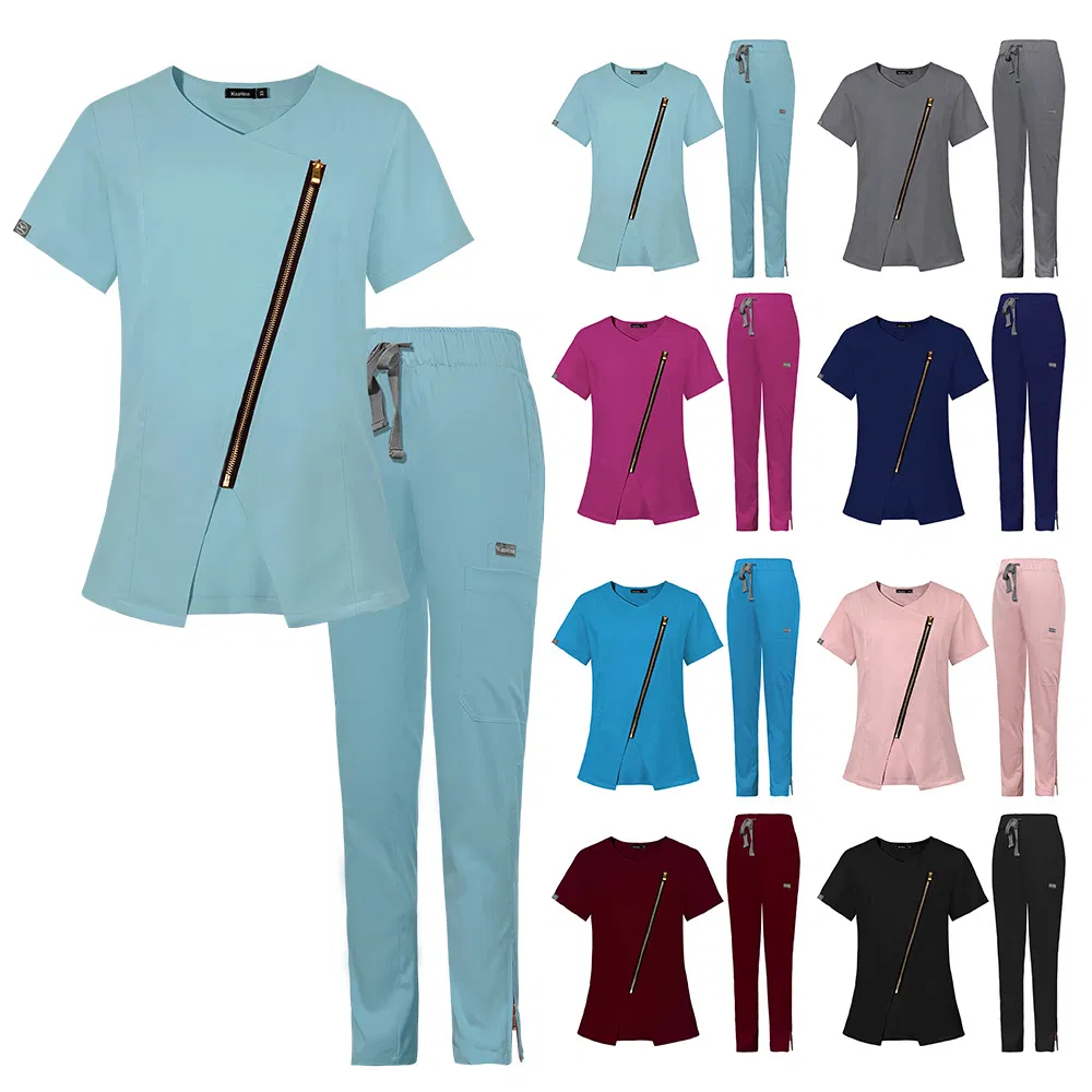 Conjunto de uniformes médicos personalizados de spa para el cuidado posparto de estiramiento duradero