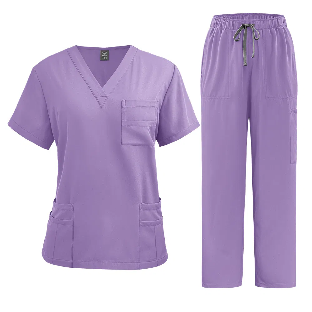 Uniforme de trabajo de enfermería cómodo para hombres, uniforme de scrubs suave, traje de doctor y enfermero, uniforme de scrubs con cuello en V, interior elástico