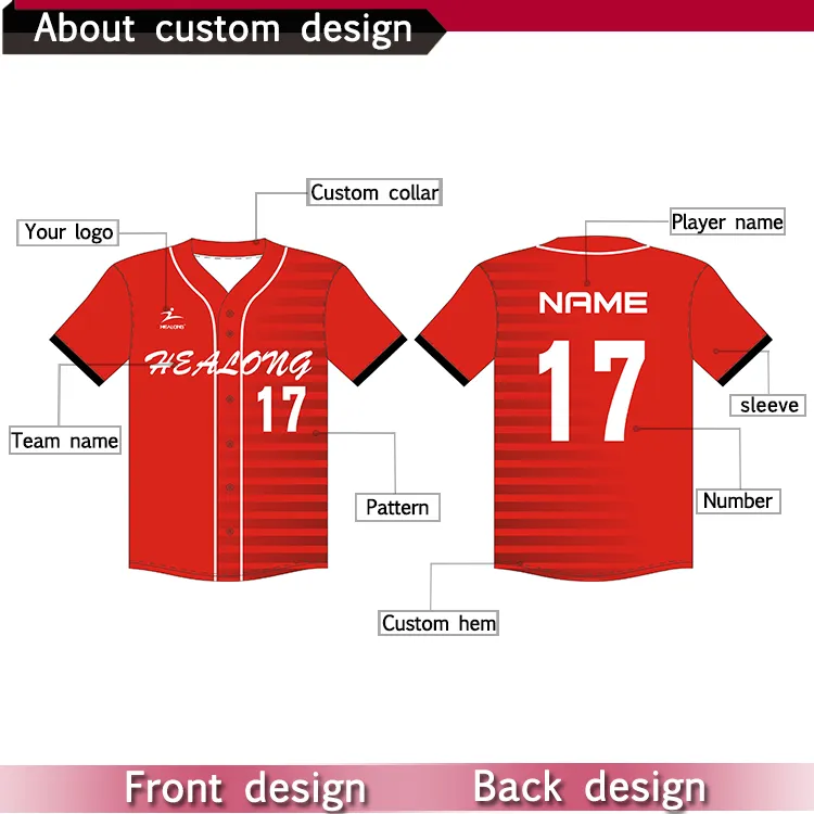 Uniforme de béisbol personalizado con bordado para equipo de softball