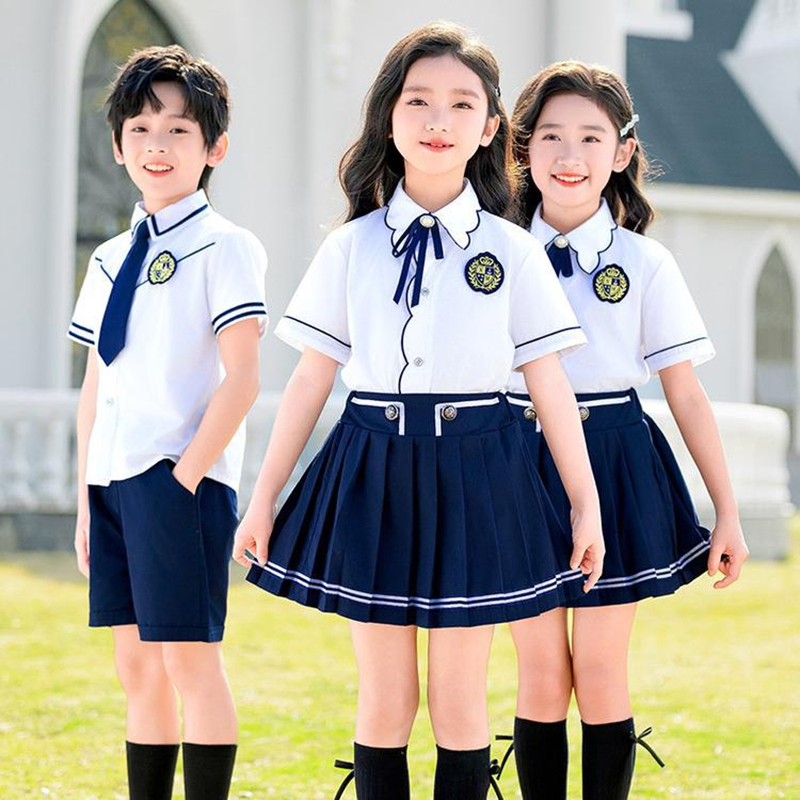 Fabricación OEM Ropa de bebé sostenible de manga corta Vestido tipo twirl para infantes Uniforme escolar