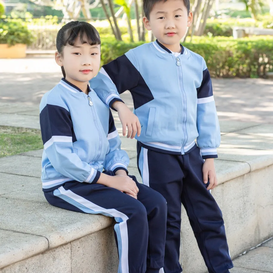 Ropa escolar clásica de ajuste resistente al encogimiento de marca propia para niños, uniforme para escuela privada