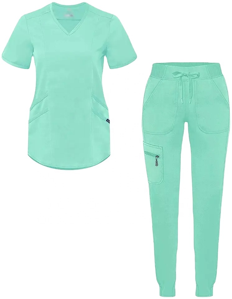 Nuevos conjuntos de joggers elásticos para mujeres, uniformes tejidos para hospitales