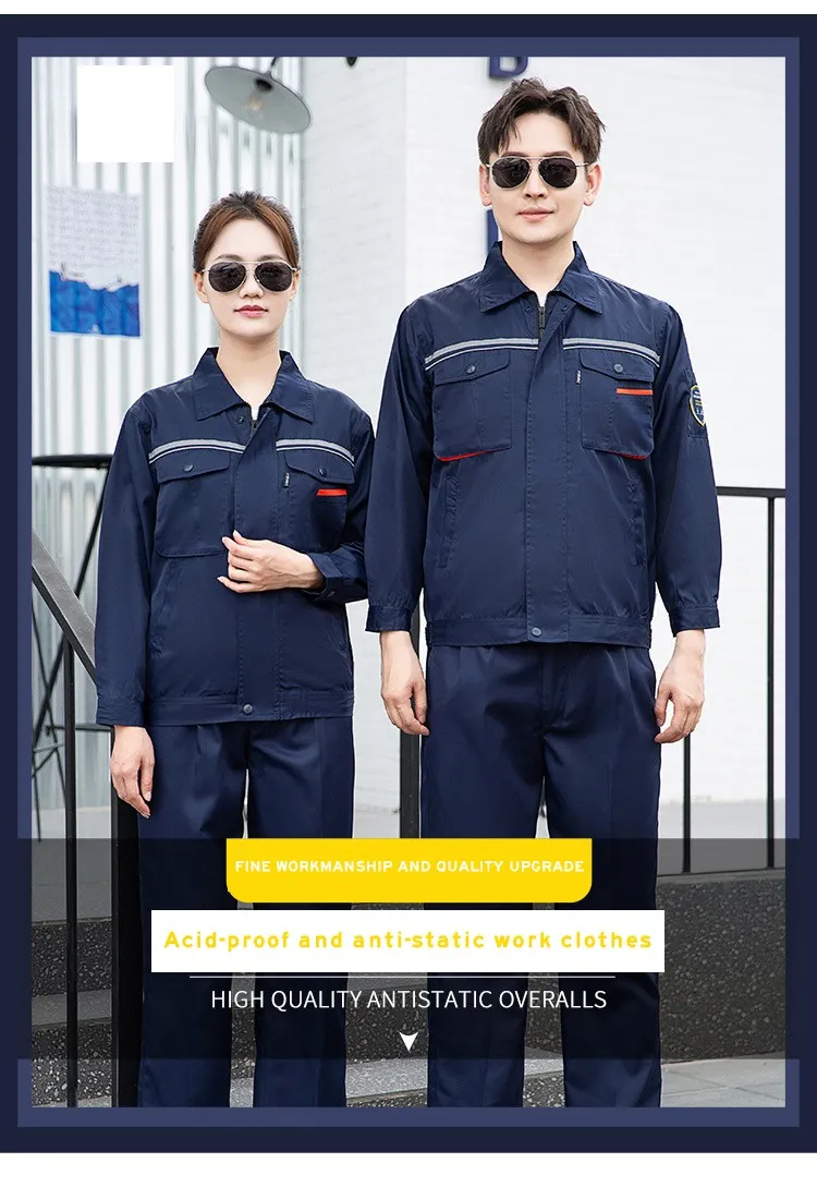 Uniforme de trabajo gris antiestático, resistente a ácidos y álcalis, de manga larga para verano, ropa de seguridad industrial con logo de protección especial