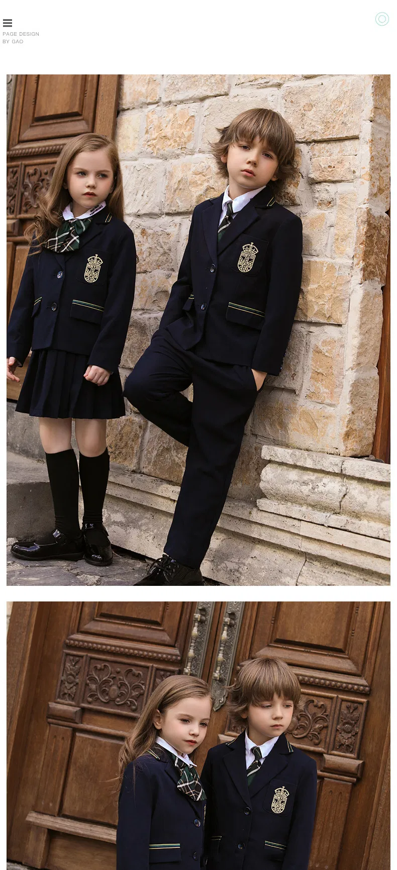 Fabricante chino de uniforme escolar para niños estilo británico, conjunto de blazer, diseño personalizado, falda, pantalones, logo bordado para escuela internacional