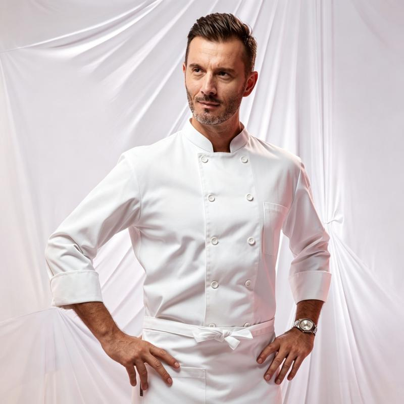 Uniforme de chef de alta gama de manga larga para hotel y restaurante, uniforme de trabajo para cocina trasera, uniforme de chef de hombre de manga corta personalizado para otoño