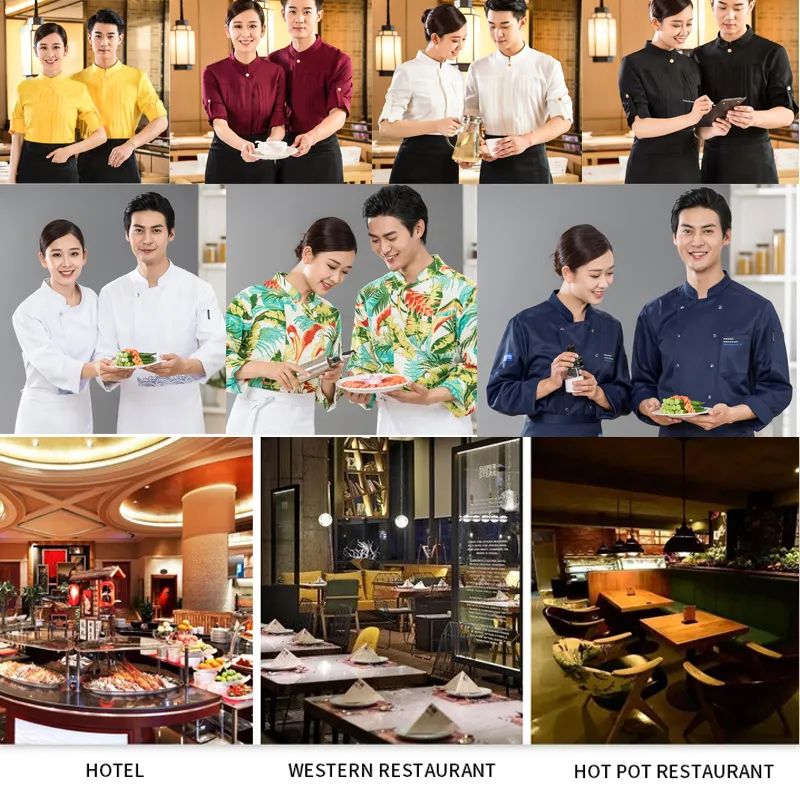 Chaqueta de chef de manga larga profesional para hombres, uniforme de restaurante, ropa de cocina para panadería, café, hotel y camarero