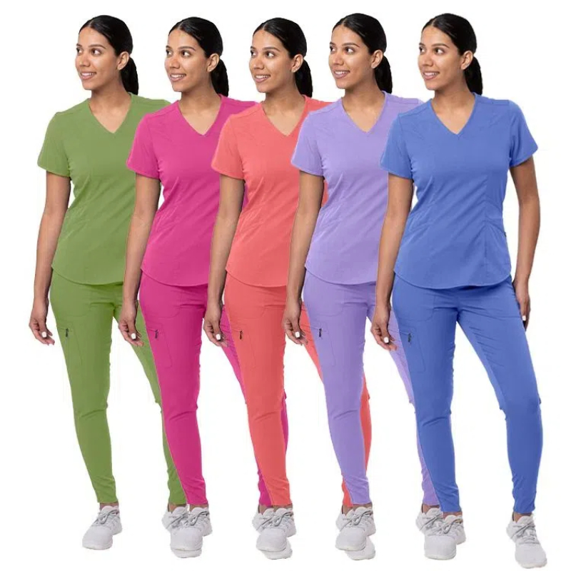 Conjunto de Scrubs Túnica Uniforme SPA Moda Scrubs Joggers Atléticos Traje Uniformes Médicos