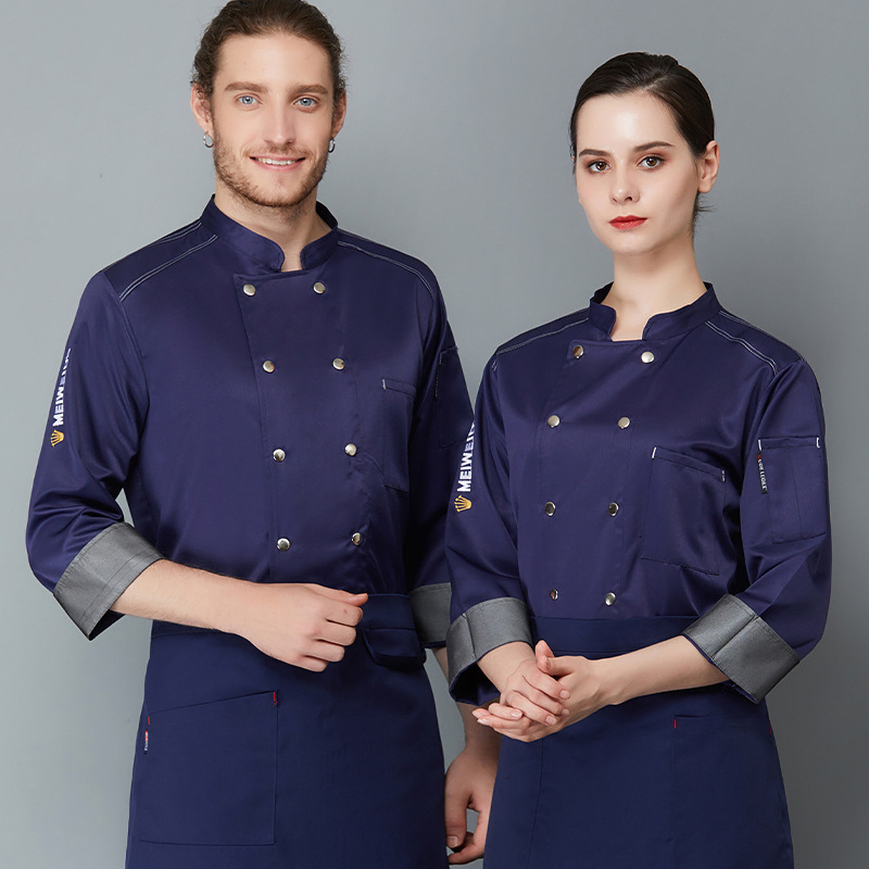 Uniforme de restaurante de mangas largas, chaqueta de chef de mangas largas, chaqueta de cocinero para panadería y café, ropa de chef de cocina