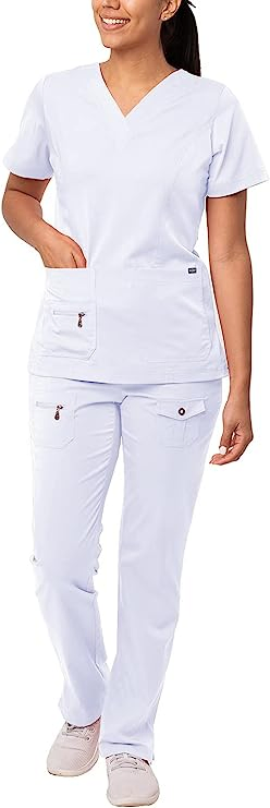 Conjunto de uniformes de scrubs para enfermeras mujeres en el hospital médico, jogger ajustado