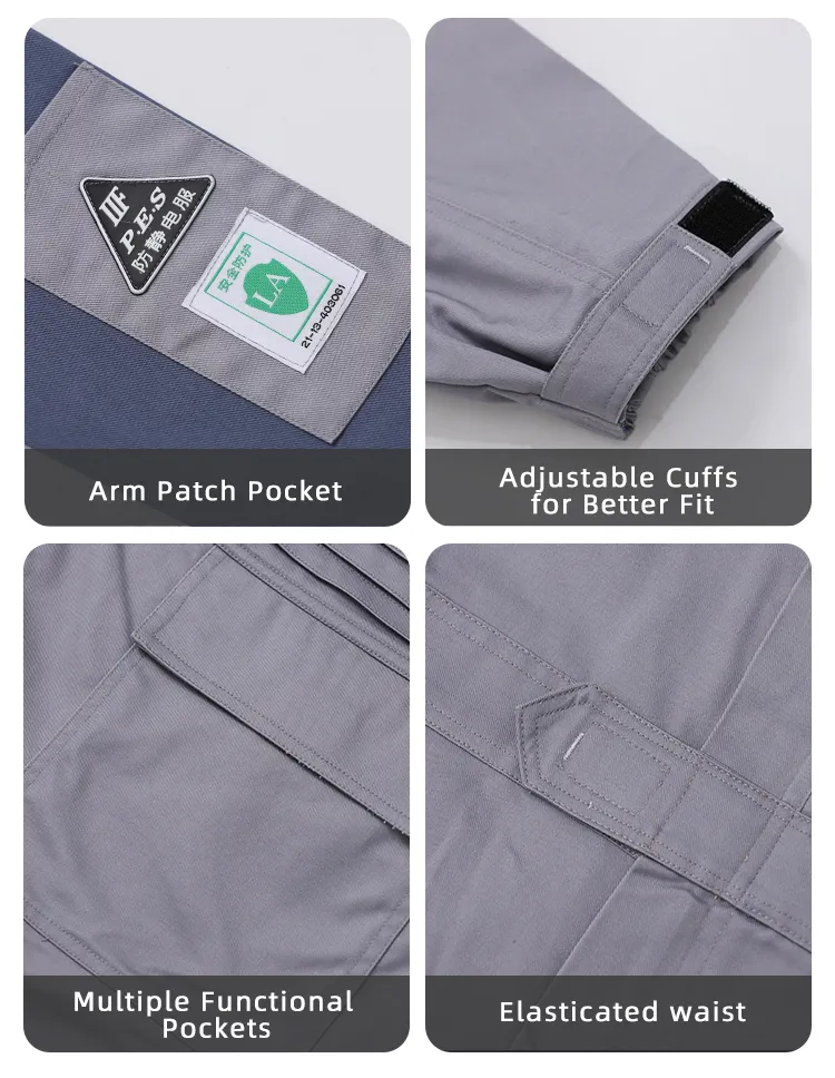 Conjunto de trabajo de dos piezas antiestático uniforme de seguridad ESD industrial ropa de protección duradera soporte de logotipo personalizado