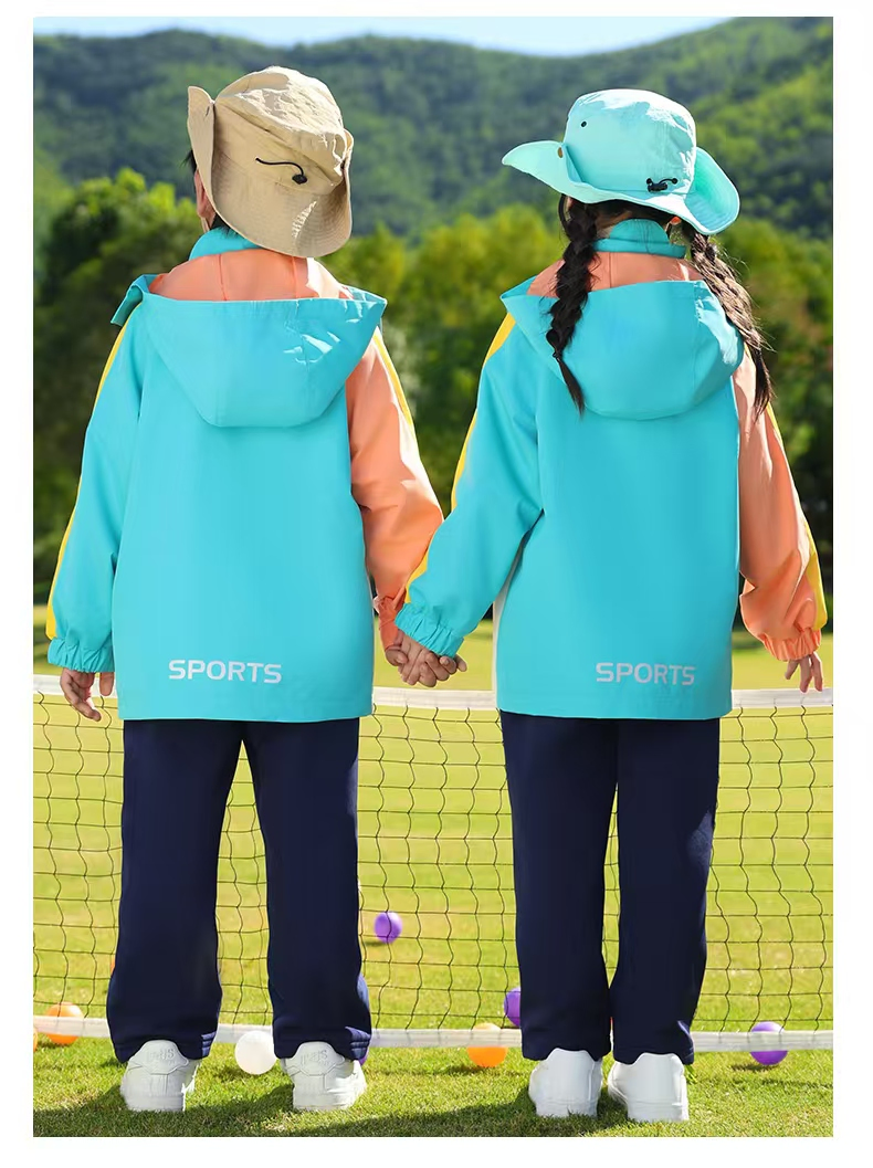 Uniforme escolar para niños y niñas, chaquetas de lluvia ligeras y impermeables con capucha