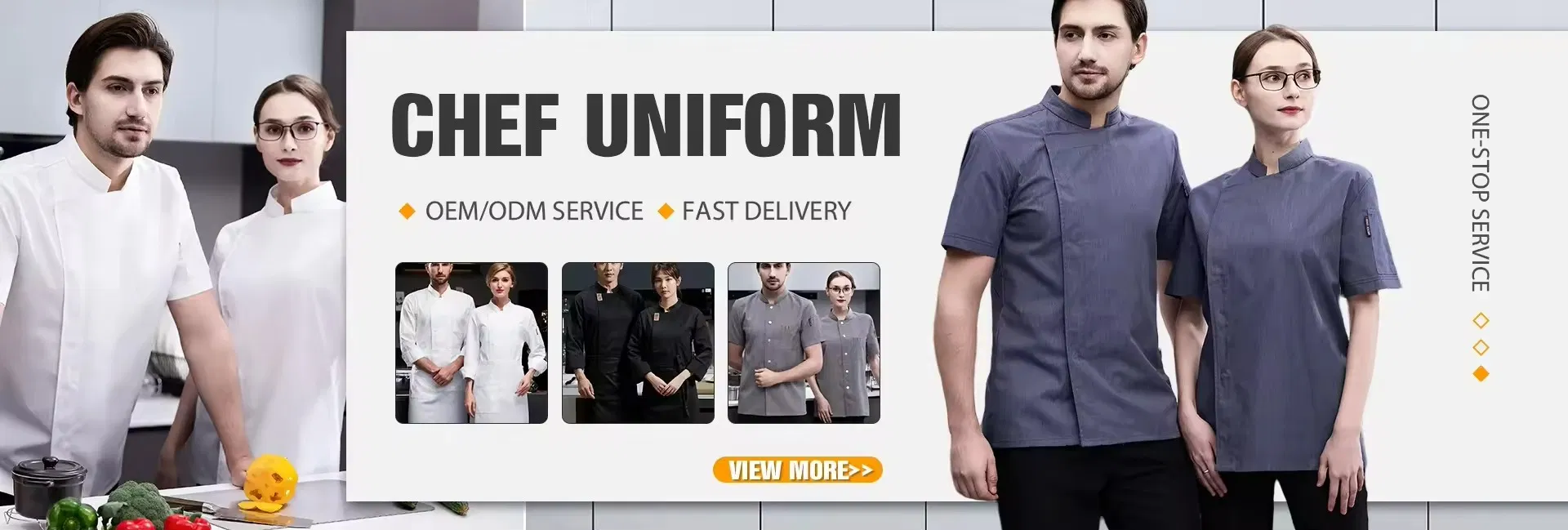 Uniforme de restaurante de mangas largas