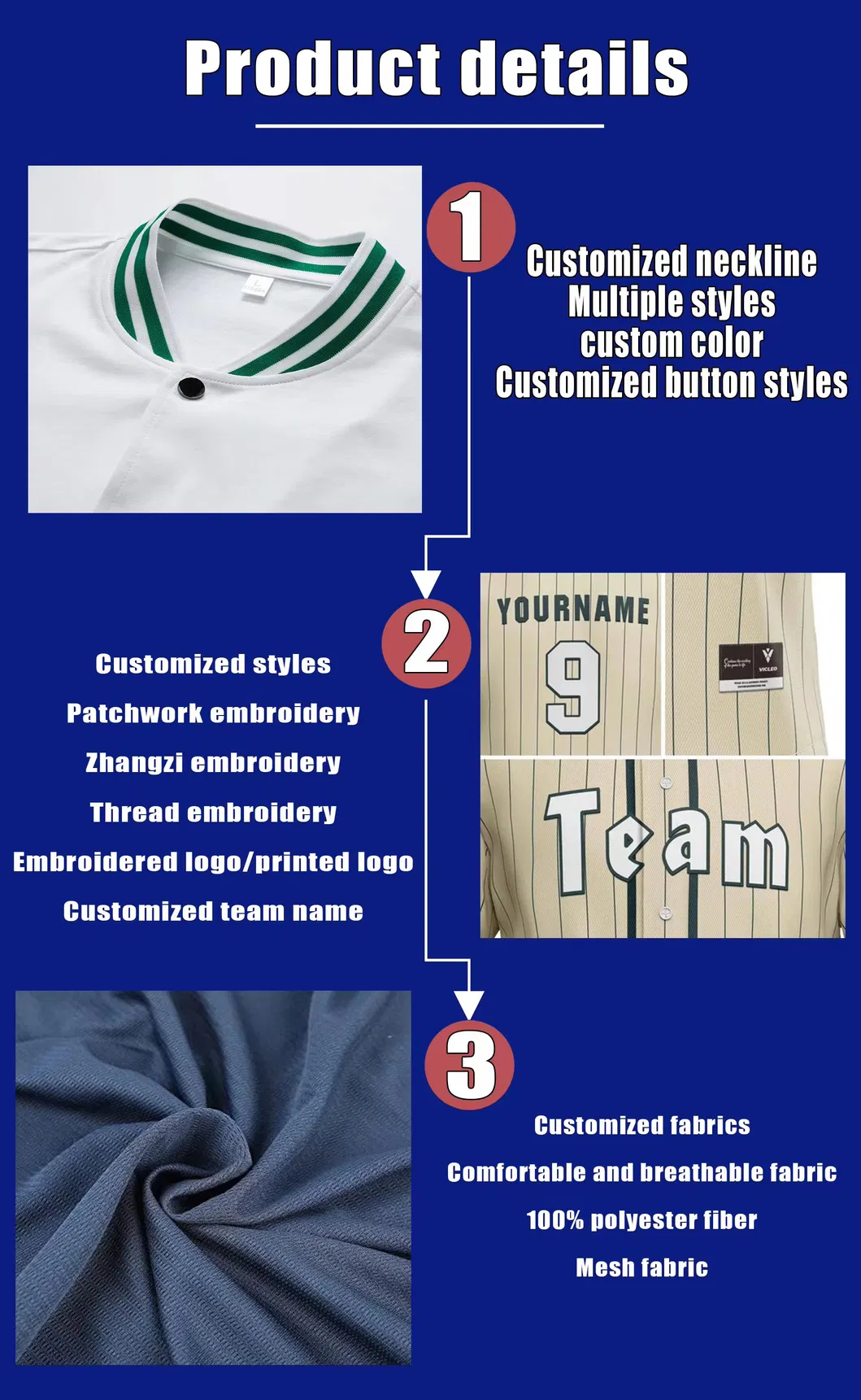 Uniforme de béisbol de malla transpirable
