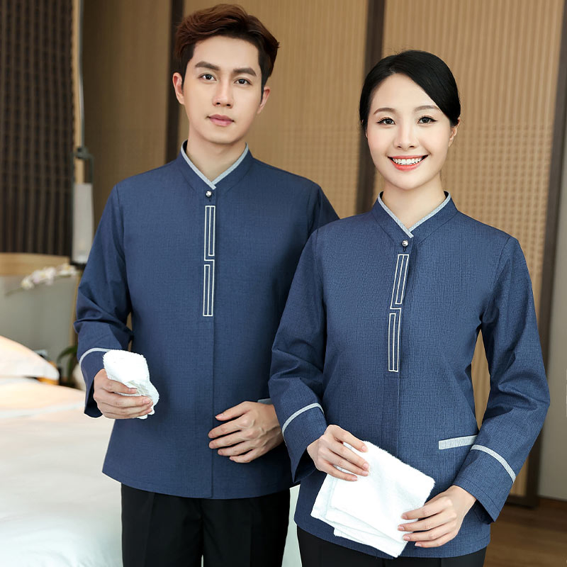 Uniforme de limpieza de hotel de trabajo de manga larga resistente a las arrugas y sin planchado OEM