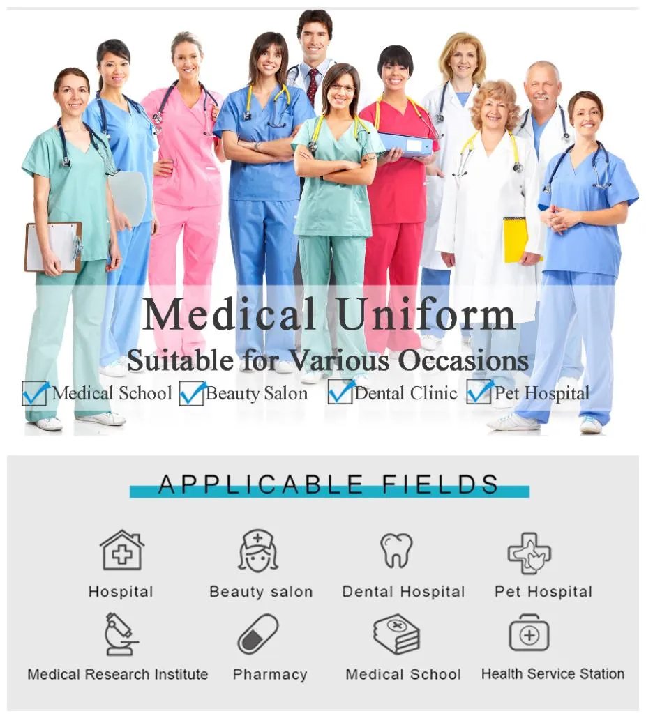 Conjunto de uniformes de scrubs para enfermeras mujeres en el hospital médico, jogger ajustado