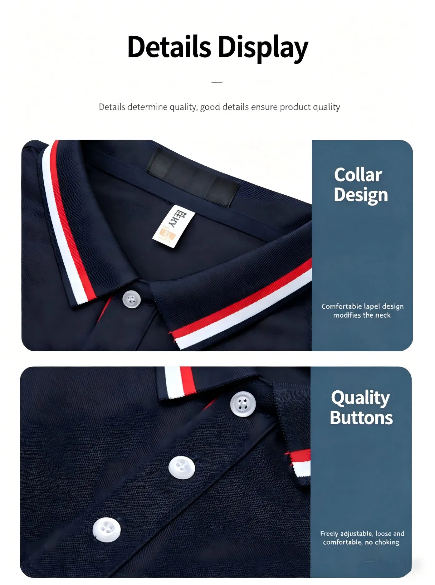 Camisa polo de manga corta con cuello contrastante en navy, resistente a las arrugas, uniforme de trabajo para corporativos y seguridad
