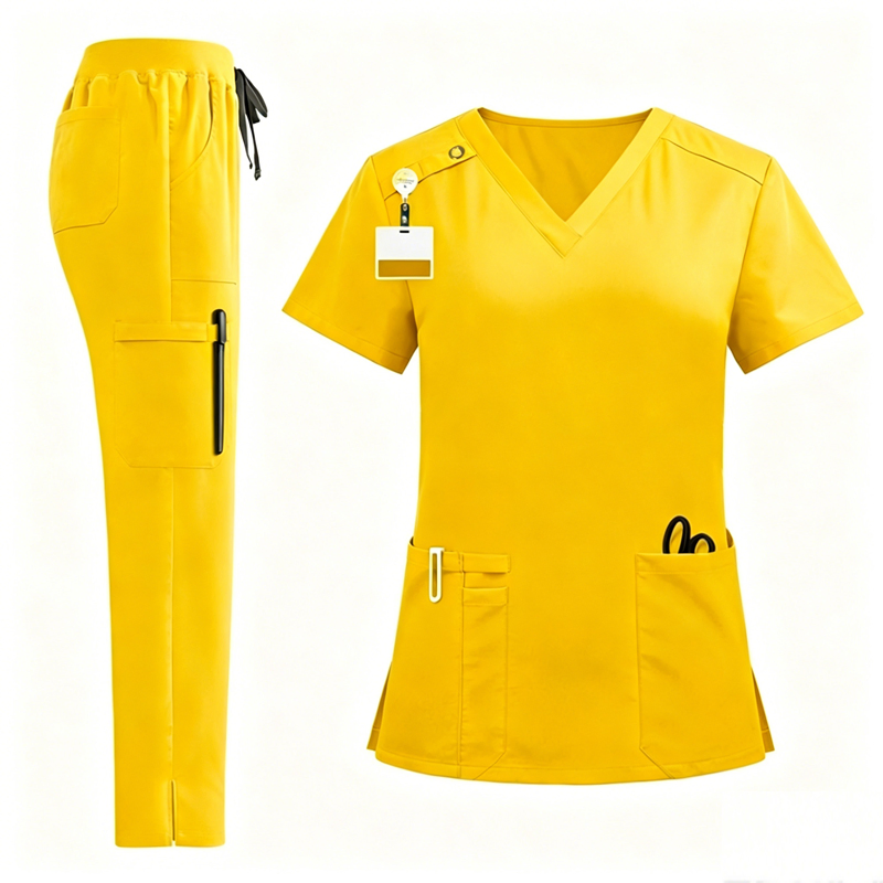 Conjuntos de uniformes de scrubs elásticos de moda para mujeres, blusas y pantalones, trajes con logo personalizado para hospitales, uniformes médicos para enfermeras, conjuntos de scrubs