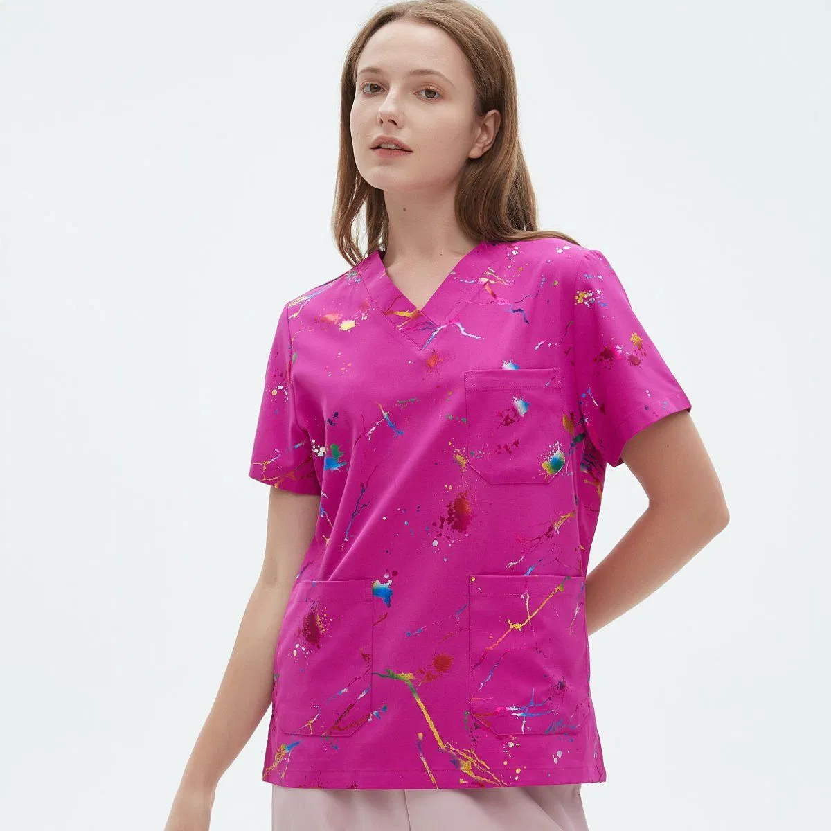Conjunto de scrubs desechables OEM para enfermería, traje médico, uniformes de hospital