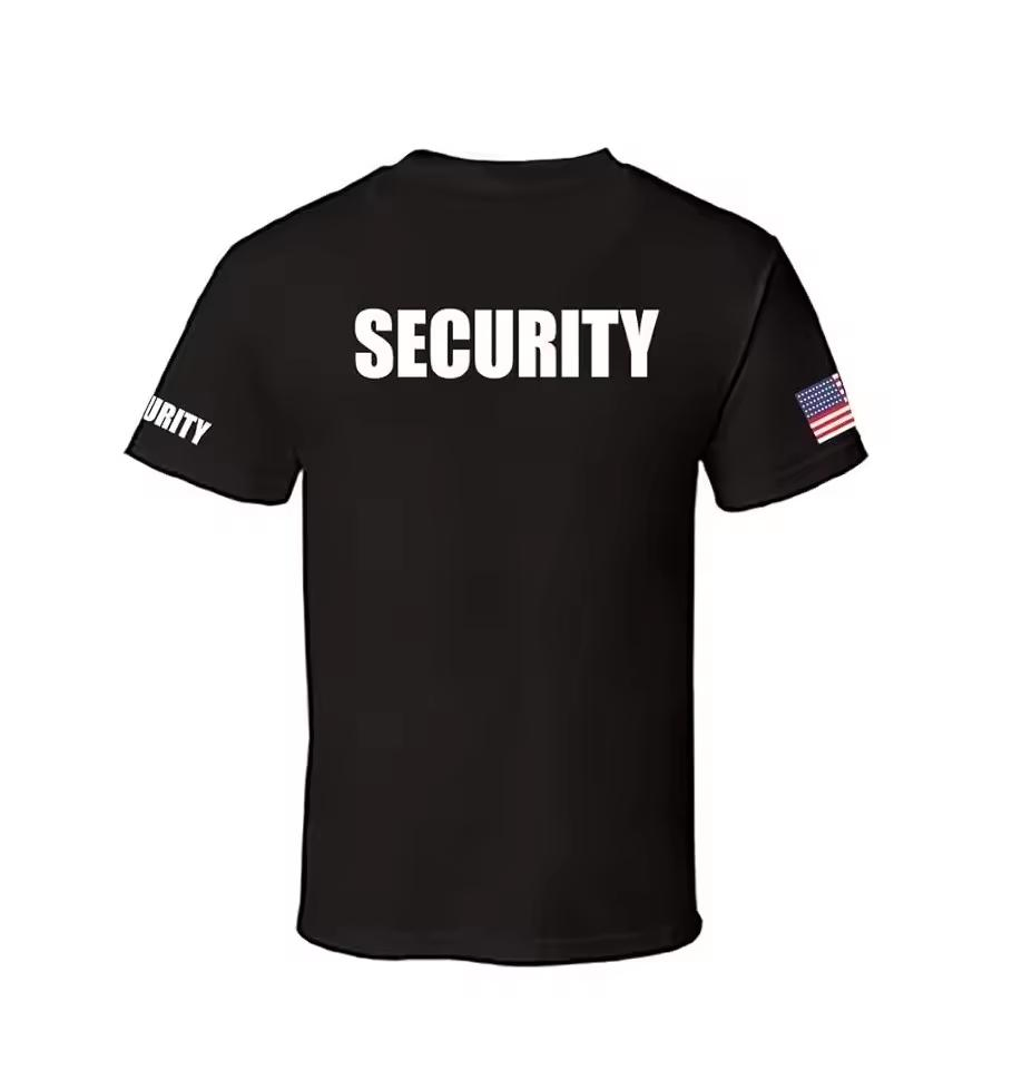 Nueva Camiseta Oficial Unisex de Manga Corta Negra para Uniformes de Seguridad