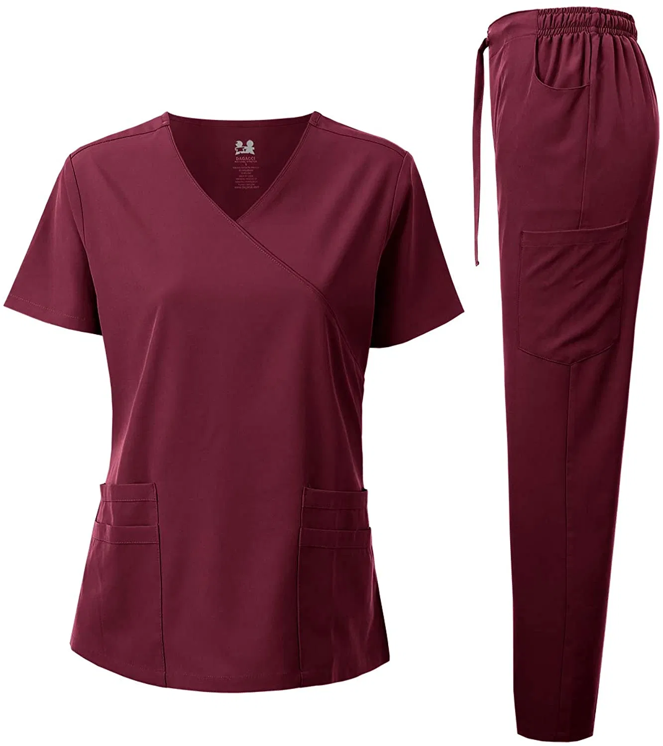 Conjunto de Uniformes de Scrubs Médicos al por Mayor, Top de Cuello en V, Pantalones Cargo, Uniformes de Enfermería en el Sector Salud, Ropa de Trabajo con Múltiples Bolsillos para Hospital