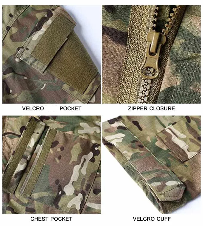 Nuevo Traje Táctico Digital Desértico Transpirable Multicolor para Hombres, Uniformes de Combate Acu Camuflaje de Manga Larga para Caza al Aire Libre
