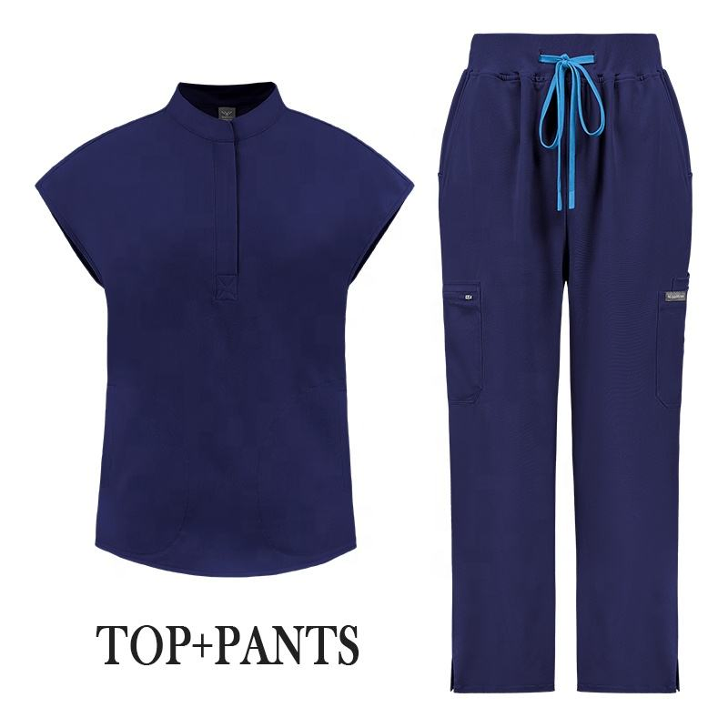Conjunto de uniforme médico personalizado de poliéster, rayón y spandex elástico para enfermería, ropa de trabajo para SPA