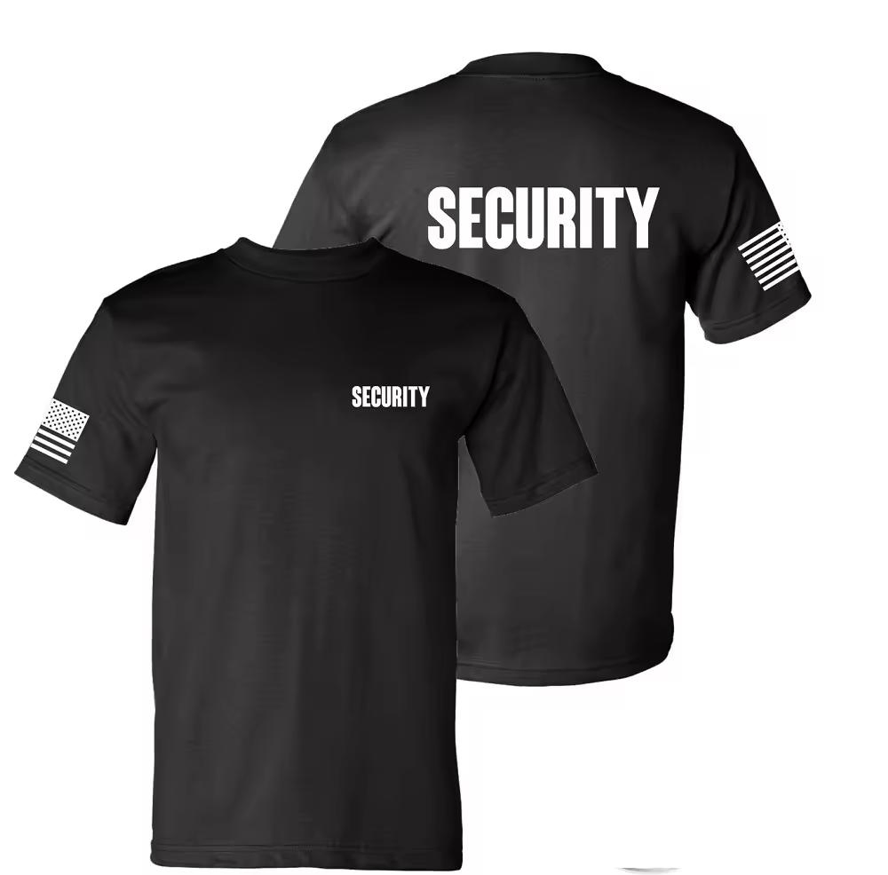Nueva Camiseta Oficial Unisex de Manga Corta Negra para Uniformes de Seguridad