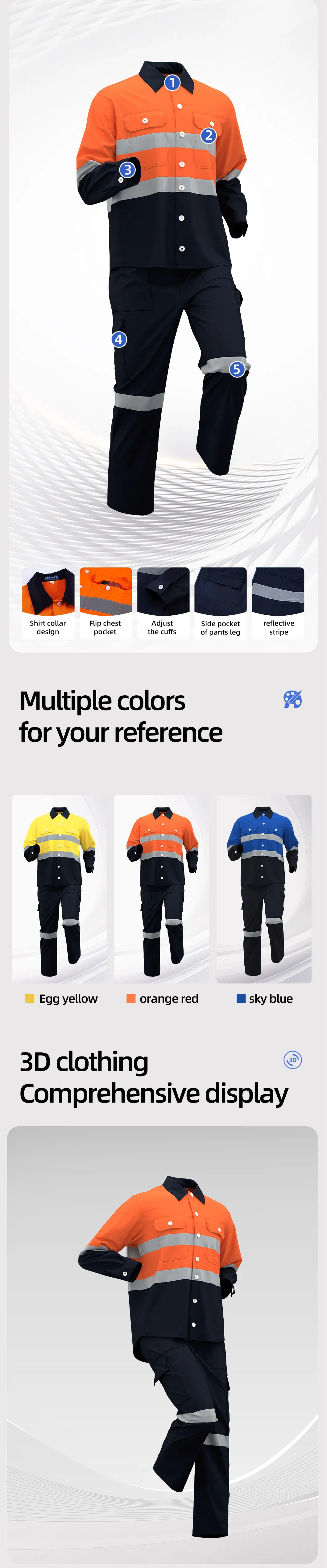 Uniformes industriales reflectantes OEM ropa de trabajo de seguridad para carreteras vestimenta de alta visibilidad