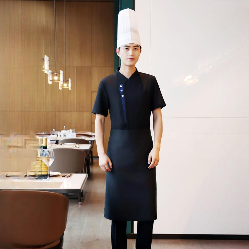 Uniforme de cocina personalizado impreso a granel para promoción de marca, abrigo de catering para unificación de uniformes en restaurantes de cadena