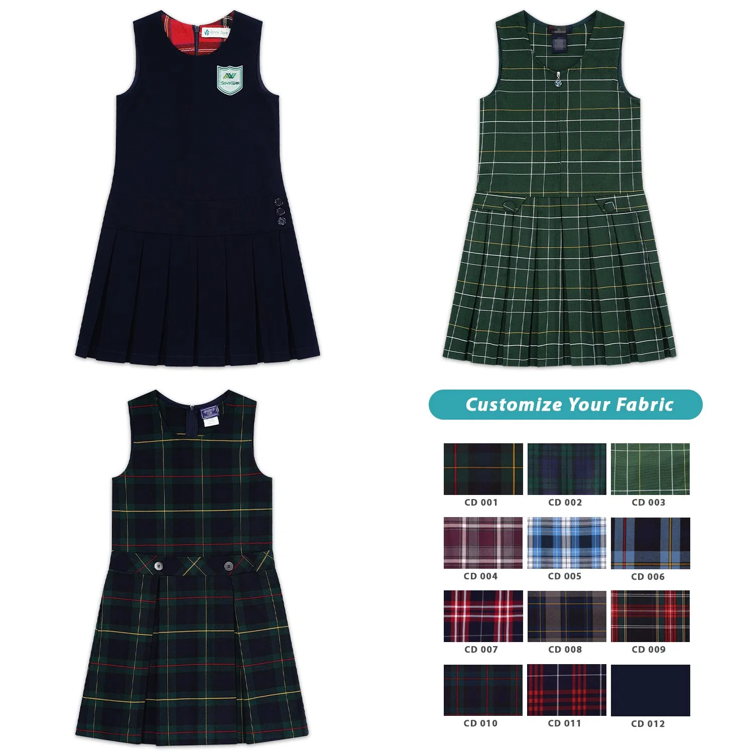 Vestido de niña estilo británico, peto a cuadros azul marino, vestido escolar uniforme