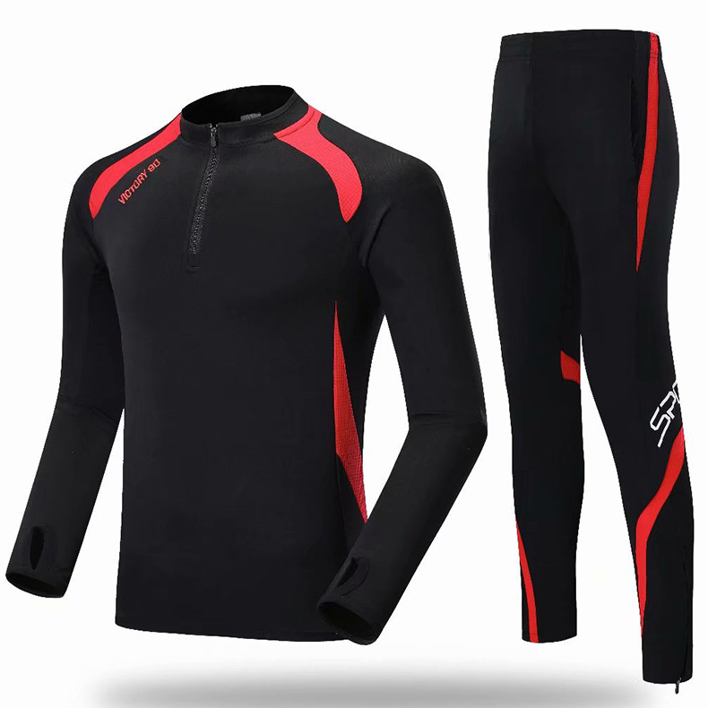 Conjunto de entrenamiento de fútbol para hombres de invierno, con forro polar, uniforme, media cremallera, traje de entrenamiento para porteros, ropa deportiva