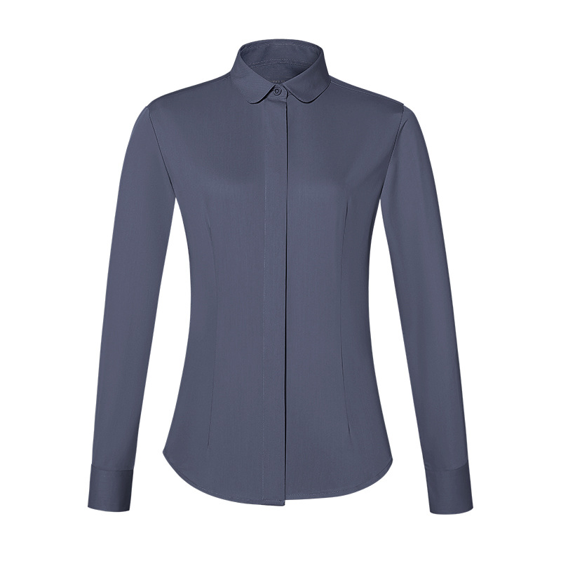 Camisa de vestir clásica de manga larga, casual de negocios slim, sólida y sin arrugas para oficina