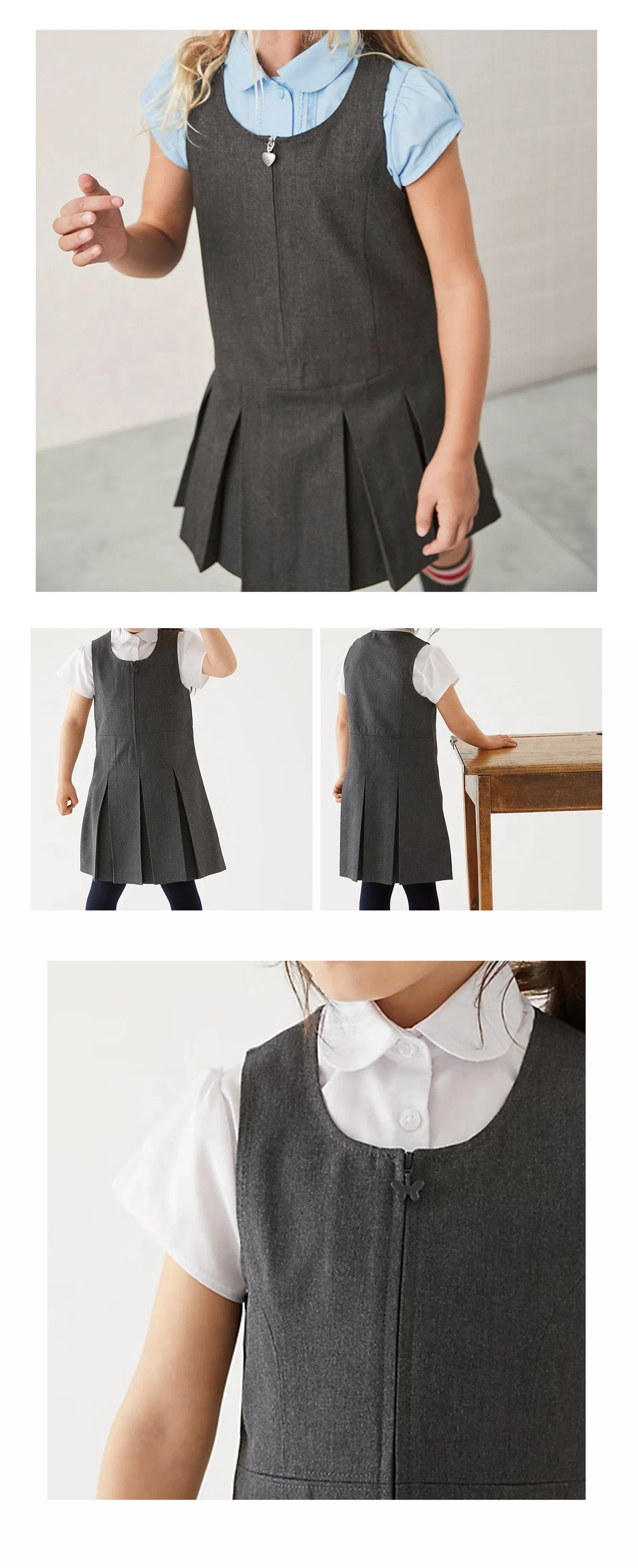 Vestido de niña estilo británico, peto a cuadros azul marino, vestido escolar uniforme