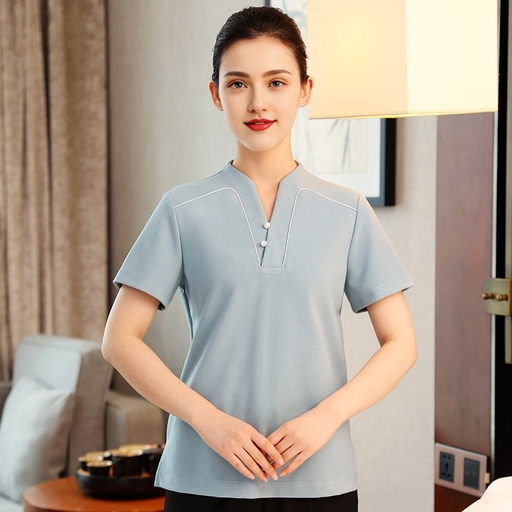 Camisa de manga corta personalizada impresa para uniforme de limpieza para servicios de limpieza