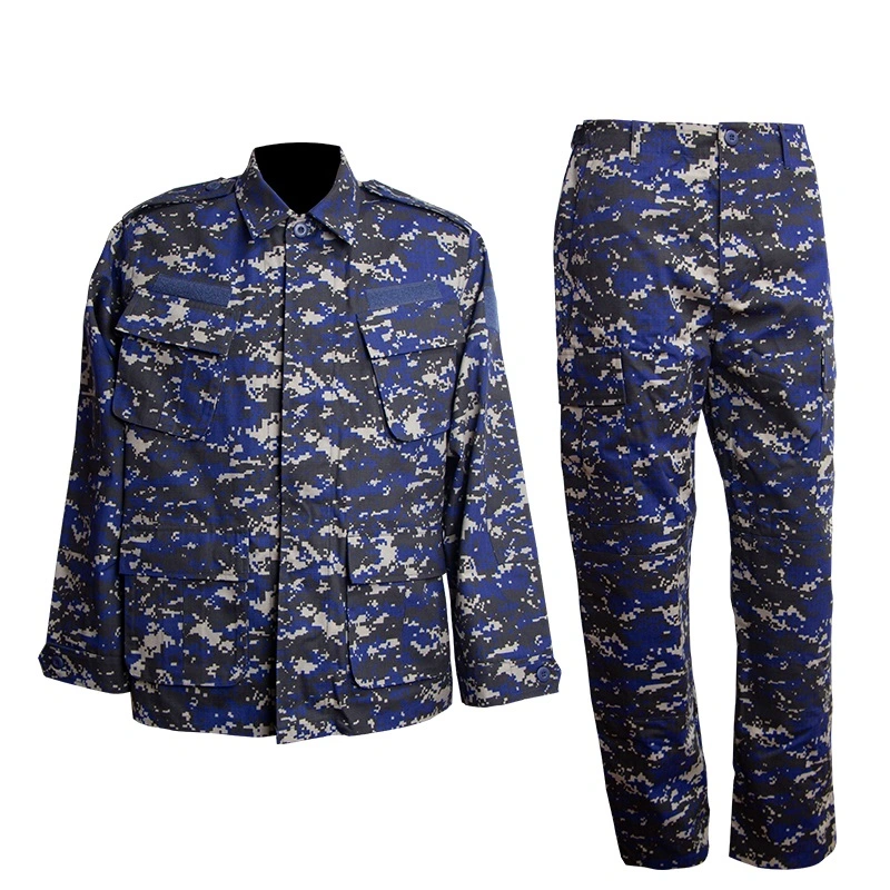 Uniforme táctico de entrenamiento al aire libre de camuflaje para hombres, chaqueta y pantalones tácticos, uniforme de seguridad de entrenamiento, uniforme digital marino azul marino personalizado de Ghana
