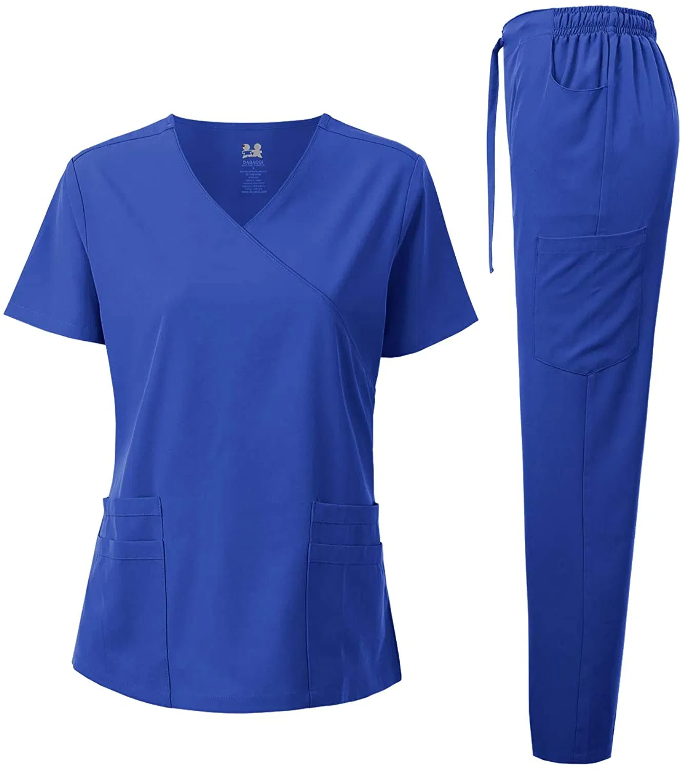 Conjunto de Uniformes de Scrubs Médicos al por Mayor, Top de Cuello en V, Pantalones Cargo, Uniformes de Enfermería en el Sector Salud, Ropa de Trabajo con Múltiples Bolsillos para Hospital