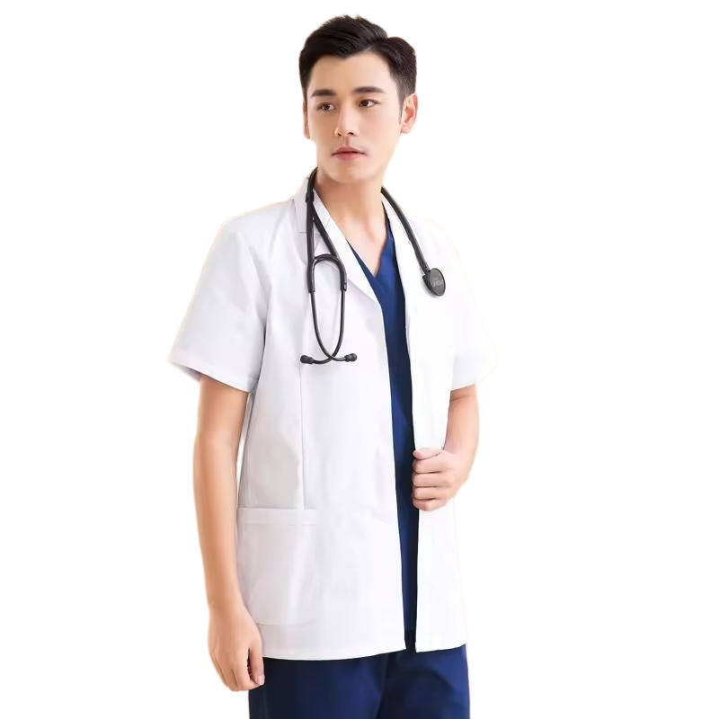 Servicio OEM Bata Blanca de Laboratorio Manga Corta Tops Pantalones Uniforme Dental Dentista Hospital Ropa para Uso en Oficina de Laboratorio