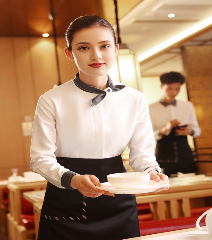 Uniforme de casa de té de alta gama, suave, amigable con la piel, poliéster, ropa de trabajo para servicio en hotel