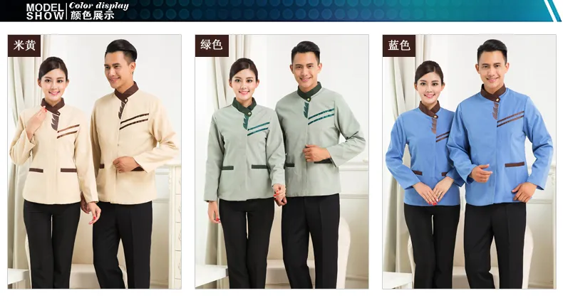Uniforme de trabajo para camareros de restaurante y hotel de nuevo diseño de alta calidad