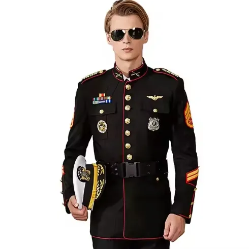 Uniforme de seguridad negro para oficiales estilo estadounidense, uniforme de comandante
