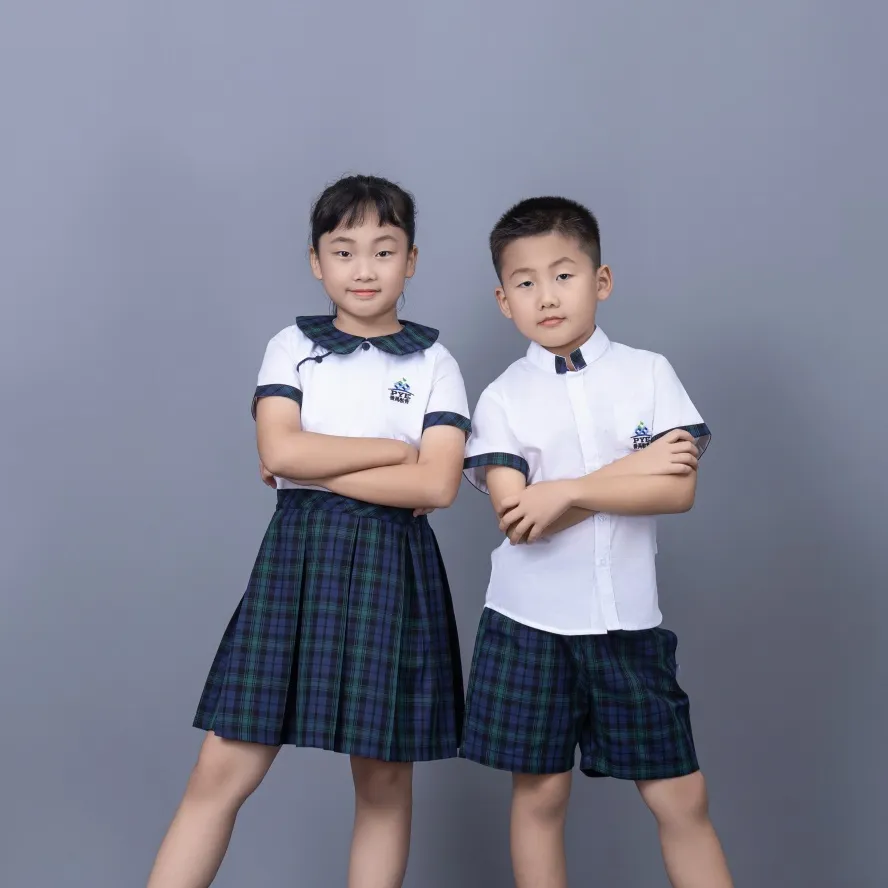 Uniforme escolar elástico de alta calidad al por mayor para escuela primaria