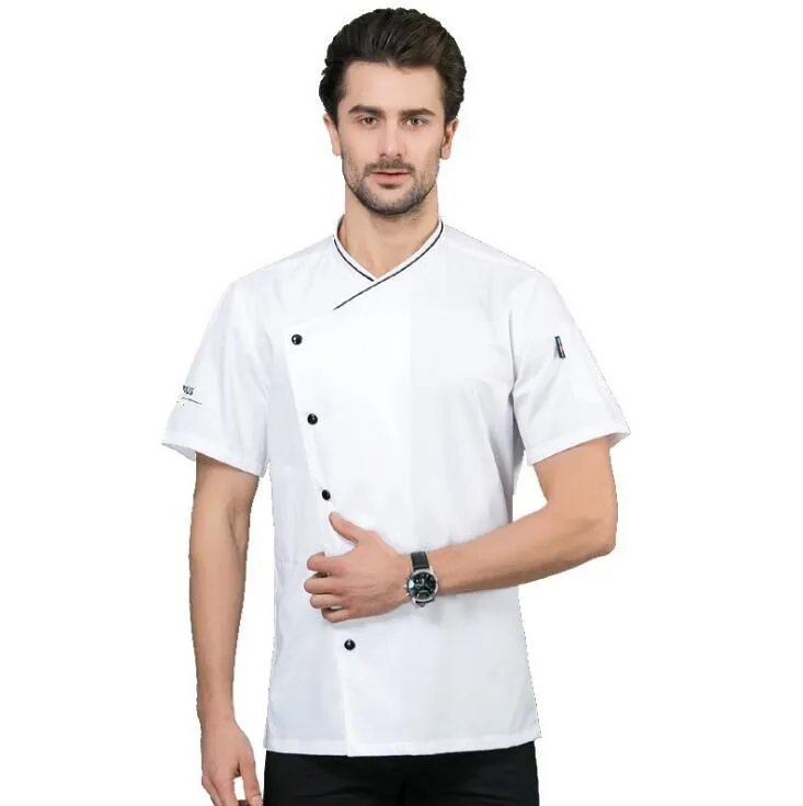 Manga Corta de bordado de uniformes de Chef del hotel Restaurante uniforme de Cocina