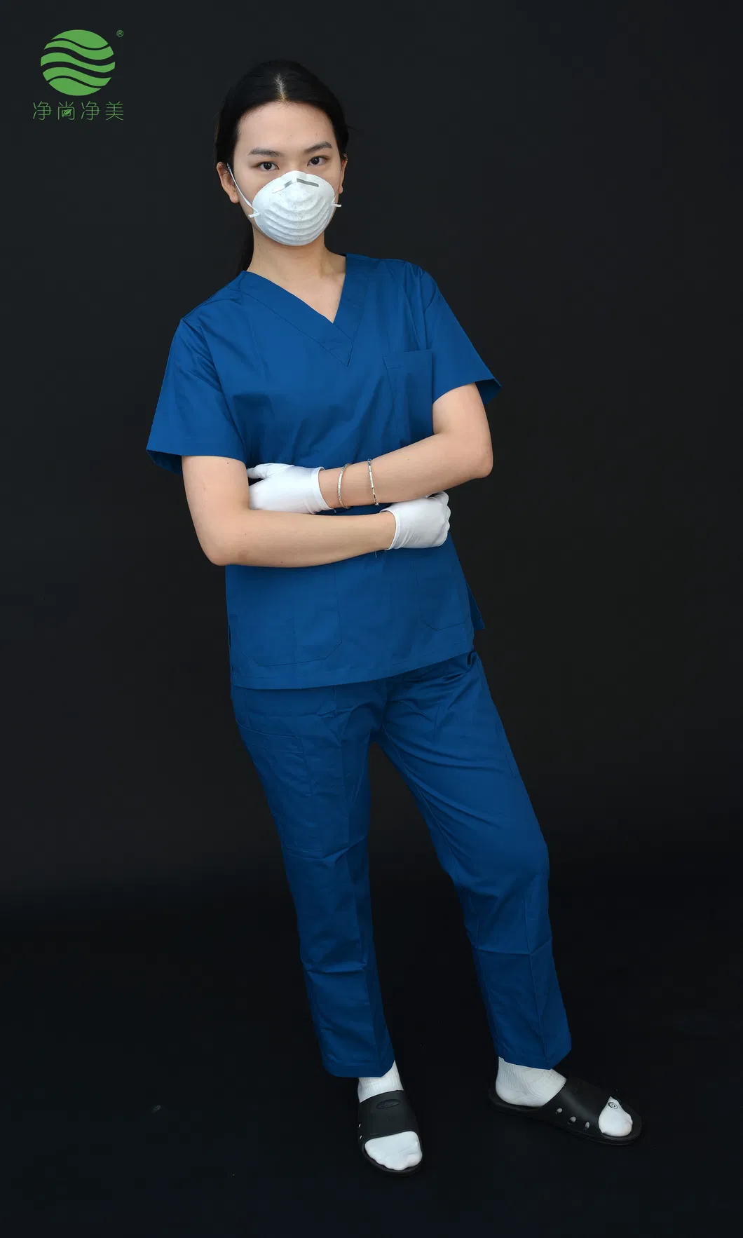 Traje scrub de enfermera con cintura elástica de talla grande