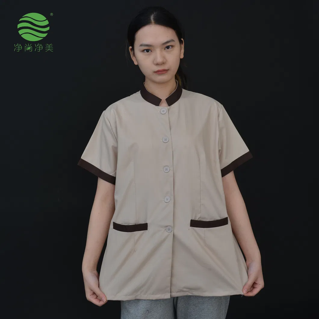 Uniforme de limpieza personalizado para el personal del hotel, ropa de servicio de limpieza de poliéster y algodón