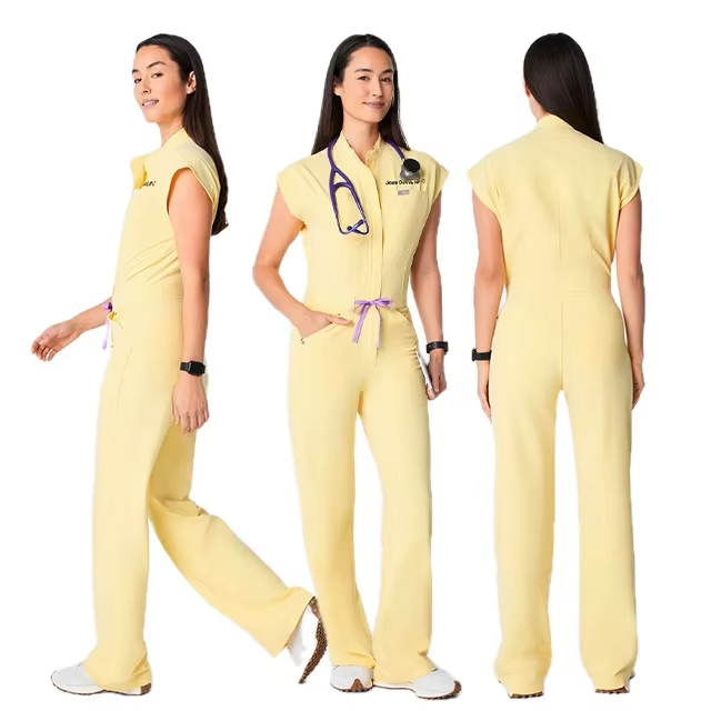 Uniforme de hospital cómodo para enfermería al por mayor, uniforme de tejido transpirable de spandex y algodón, conjuntos de uniforme de diseño moderno