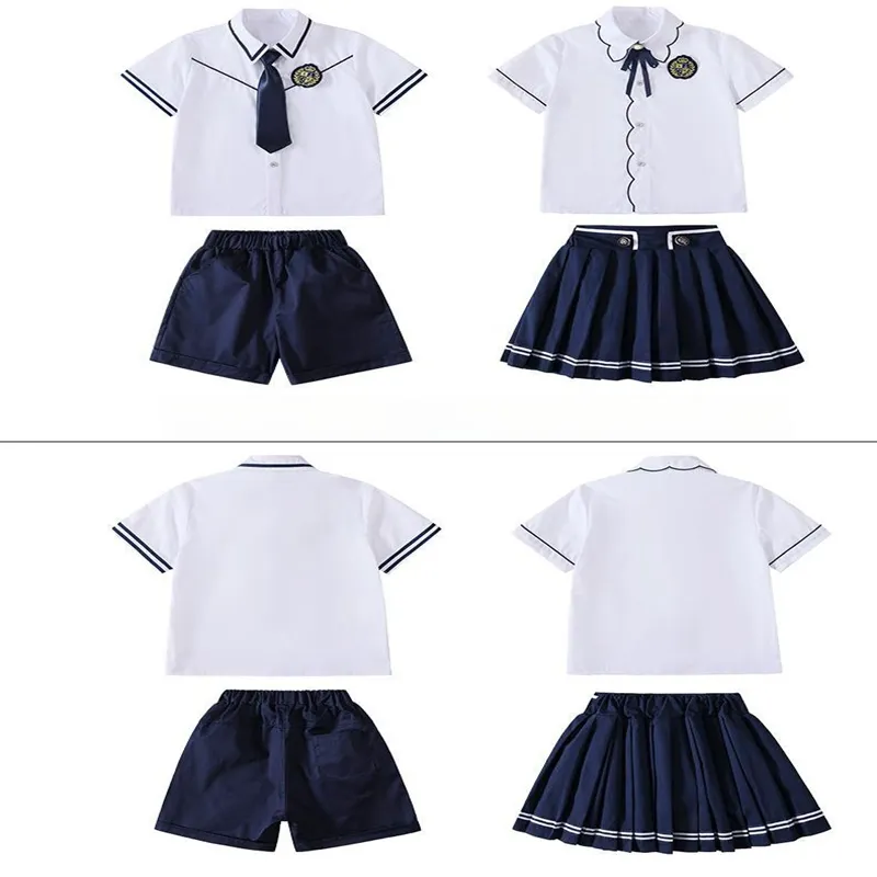 Vestido escolar de manga corta premium
