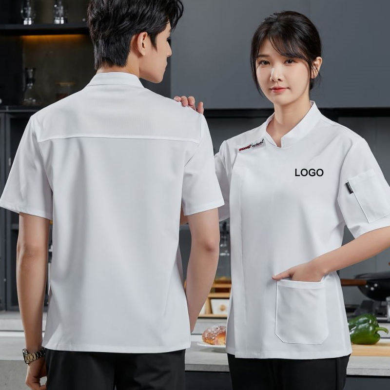 Uniforme de chef de manga corta para el personal de cocina de hotel y restaurante
