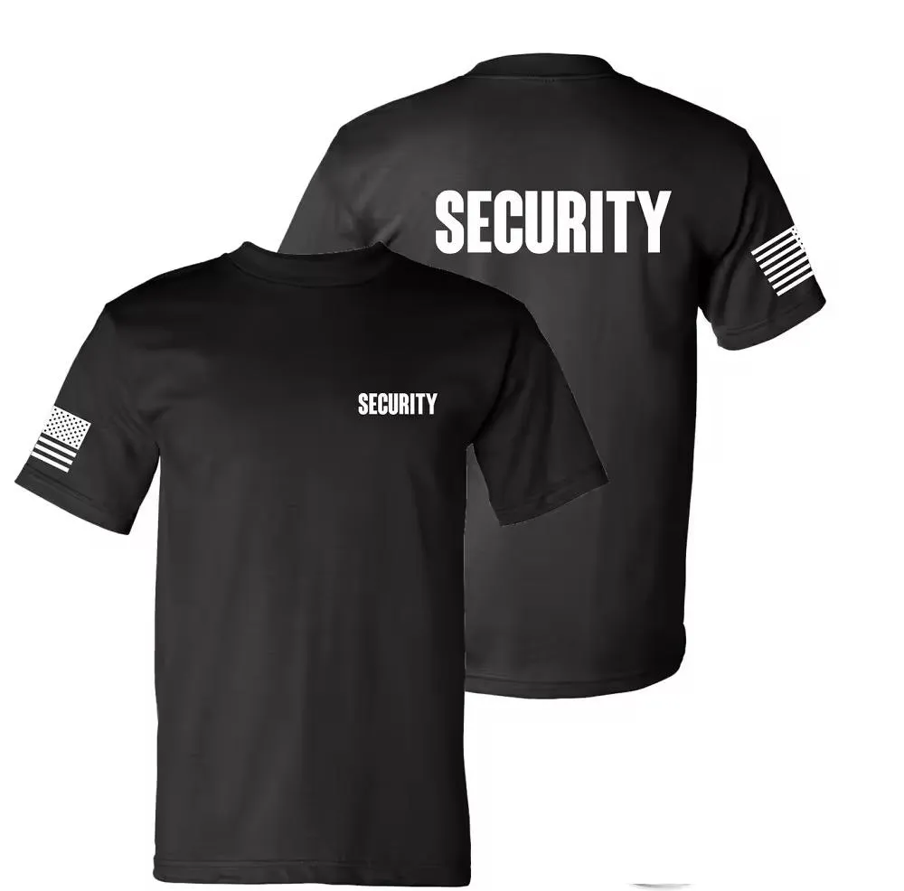 Nueva Camiseta Oficial Unisex de Manga Corta Negra para Uniformes de Seguridad
