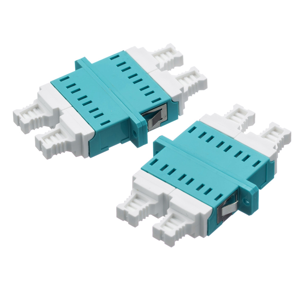 ODM Quad Aqua Multimode MM OM3 OM4 LC to LC Optical Fiber Adapter Factory, Factories