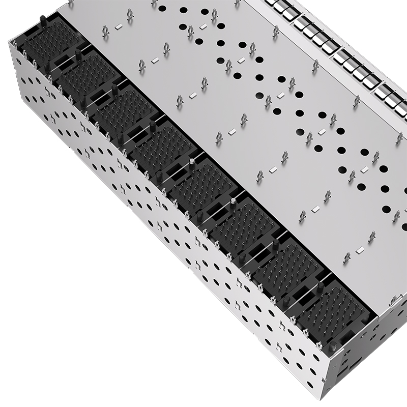2274867-6 TE Compatible Through Hole 320P Press-Fit 2x8 EMI Shielded SFP+ Cage With Light Pipe